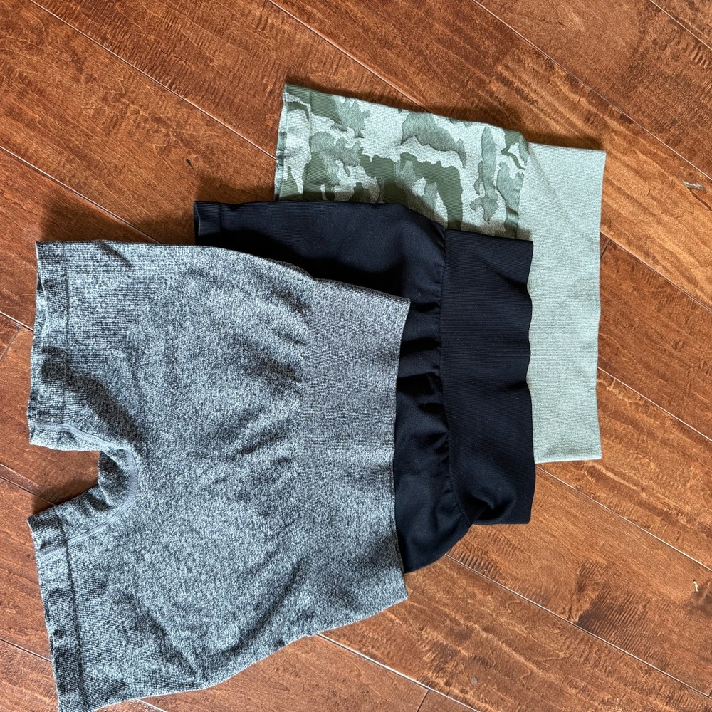 Set of Three Women's Shorts - Gray, Black, Camouflage
